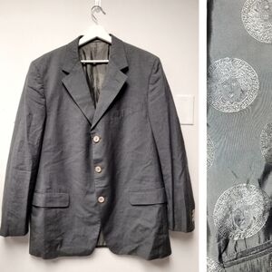 Gianni Versace Couture Grey Wool Medusa Lined Suit Coat Sports Jacket Blazer 54R